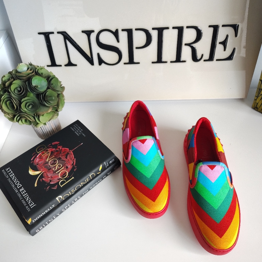 Valentino Rockrunner Rockstud Rainbow Slip On Sneakers EU 40 NIB